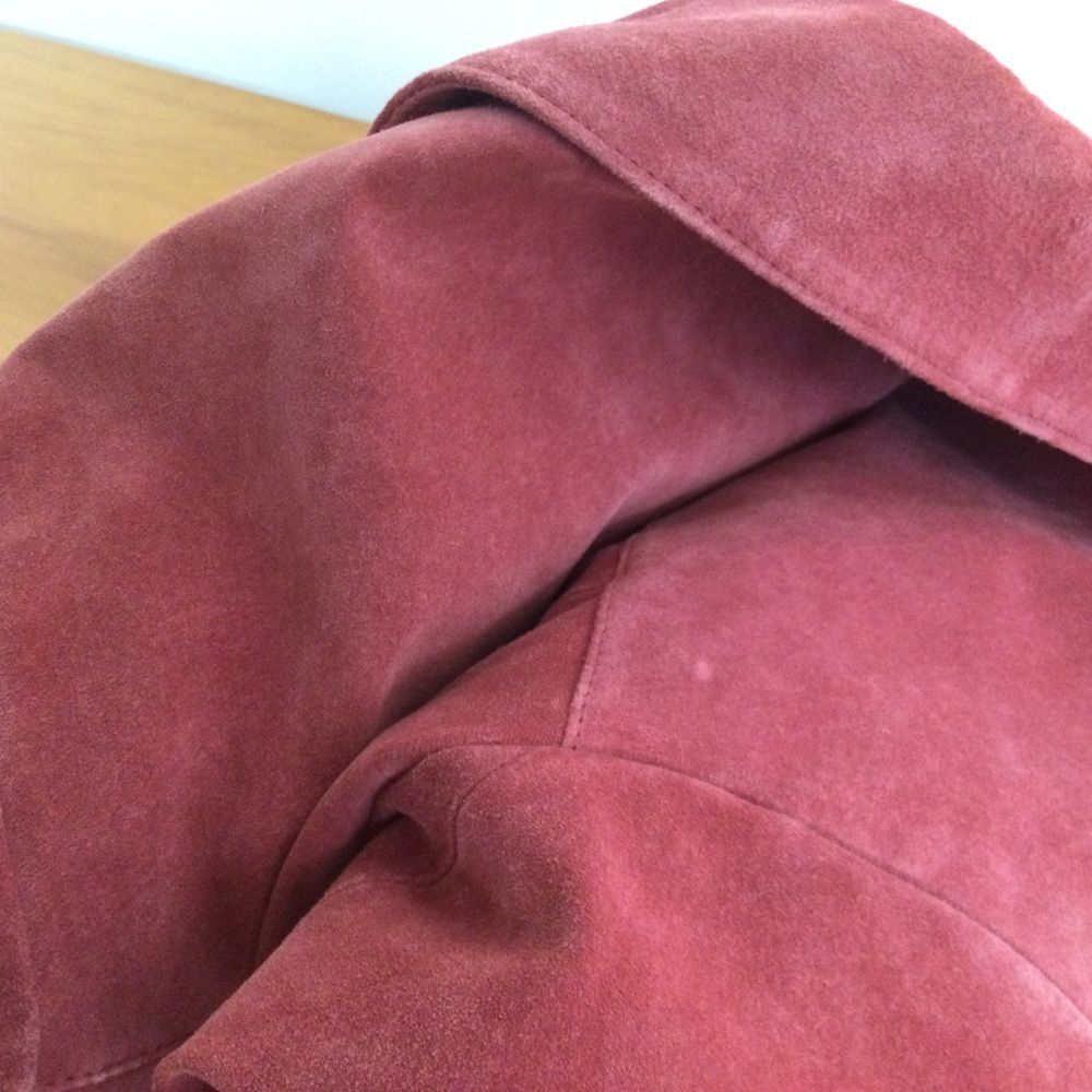 Bernardo Double Breasted Suede Leather Jacket Size 12 Women Long Sleeve Button - Picture 12 of 13